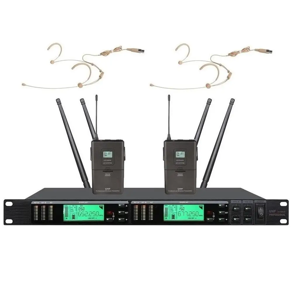 Беспроводная система УВЧ с истинным разнообразием бежевым креплением на стойку