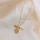 Женское колье Персиковое в форме сердца, нишевое дизайнерское ожерелье до ключицы, раннее колье в форме сердца