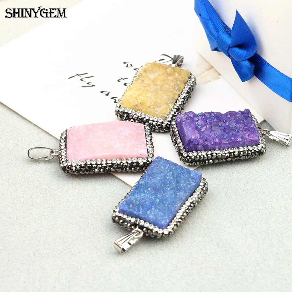 5 шт. прямоугольная чакра с натуральным кристаллом и микро инкрустацией циркония