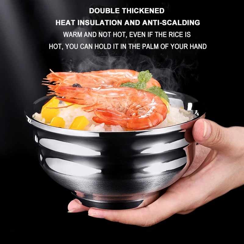 

304 Stainless Steel Bowl Creative Ramen Rice Soup Bowl Instant Noodle Bowl Insulation Anti-scalding