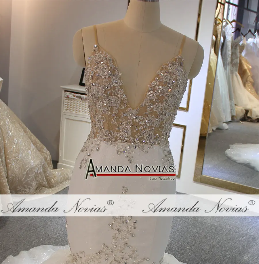 Свадебные платья с бретельками блестящая Русалка от бренда Amanda Novias 2022|Свадебные