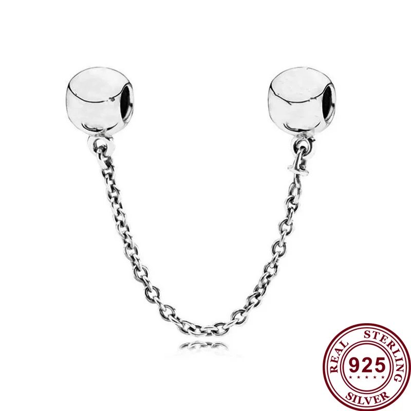 100% 925 Sterling Silver Silvery Round Safety Chain Fit Pandora Women Bracelet & Necklace Diy Jewelry