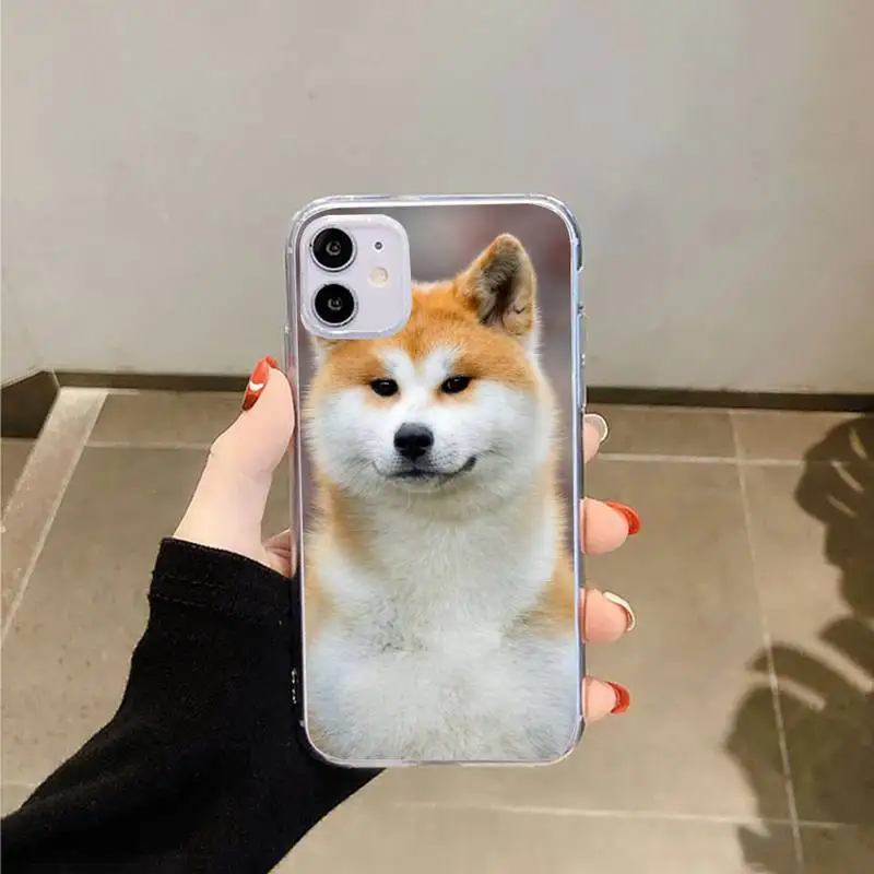 

Animal Cute dog Akita Phone Cases Transparent for iPhone 6 7 8 11 12 s mini pro X XS XR MAX Plus