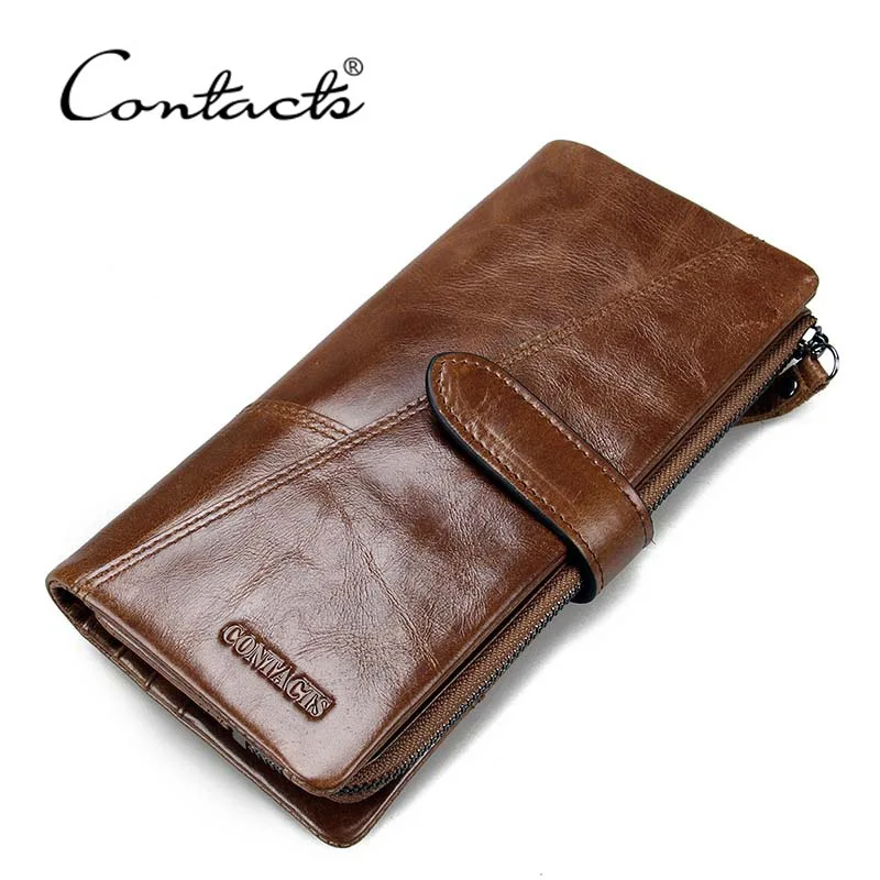 Men's Wallet Long Leather Men's Wallet Tri-fold Hand Bag Retro Wallet Card Holder for Men Money Bag