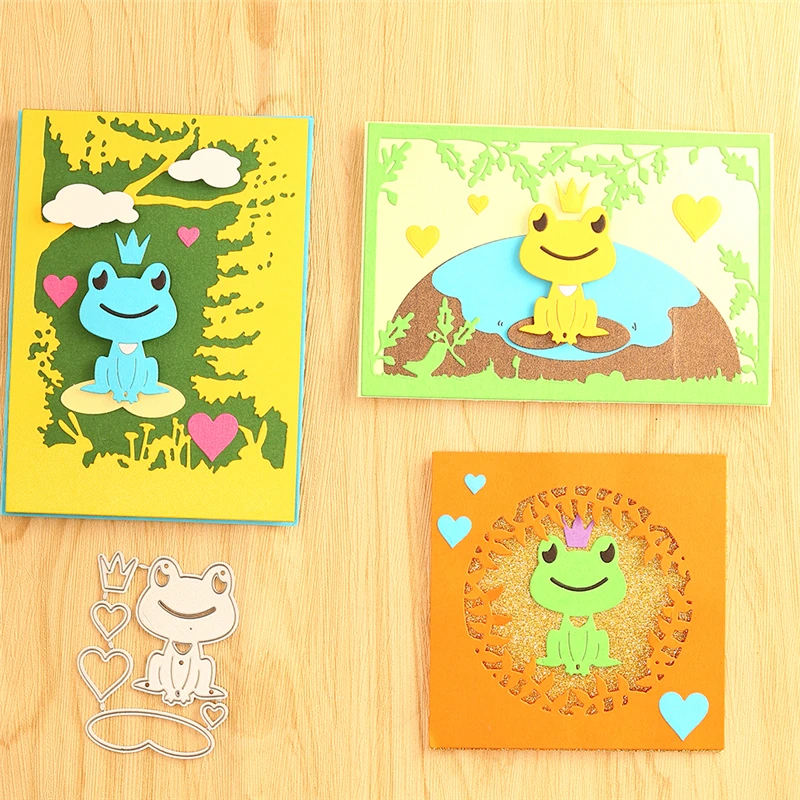 

YaMinSanNiO Heart Cute Metal Cutting Dies New 2019 Lotus Leaf Love Frog Craft Dies Scrapbooking Album Die Cut Embossing Stencils