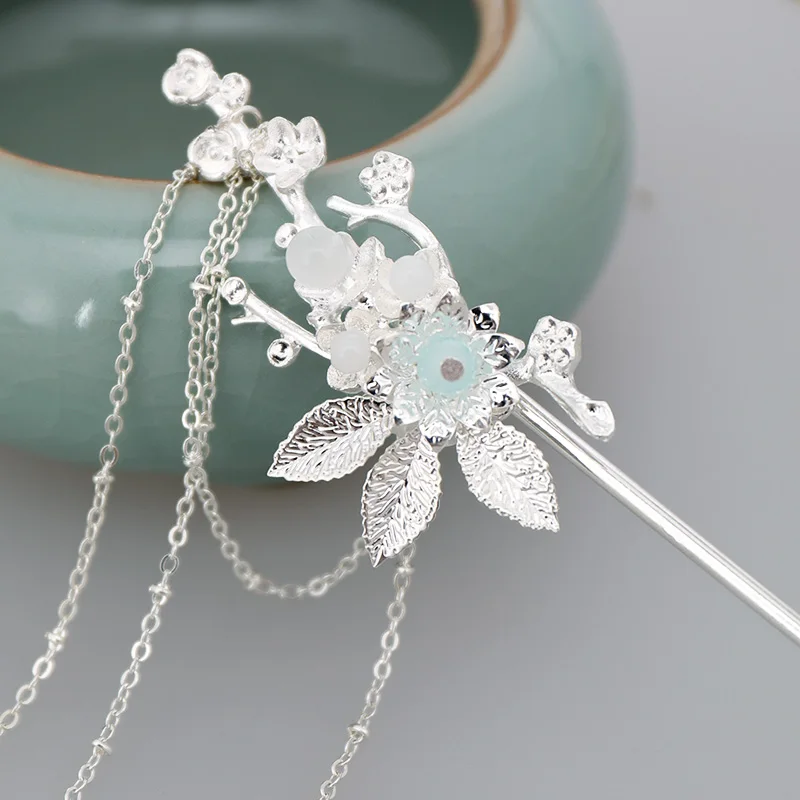 Chinese Style Tassels Metal Hair Sticks Hairpin Pearl Hair Pins Clip Flower Hair Chopsticks Wedding Party Headwear Headpiece images - 6