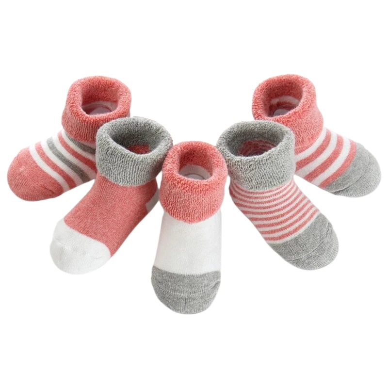 

5 Pairs Warm Baby Socks Thicken Cotton Terry Newborn Toddler Stockings Foot Sox A2UB