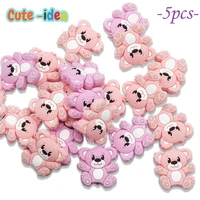 cute idea baby animal silicone beads 5pcs cartoons mini bear teething beads infants goods diy pacifier chain toys accessories