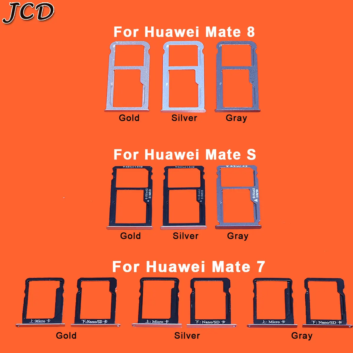 

Держатель лотка для SIM-карты JCD для Huawei Mate 7 8 S + лоток для карт Micro SD Nano, держатель слота для SIM-карты, кронштейн, запасные части