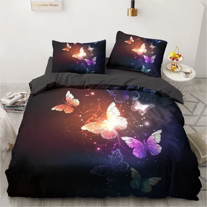 

3D Digital Printing Custom Bedding Set Valentine Single Double King Quilt/Duvet Cover Set Luxury Blue Rose Bedclothes Microfiber