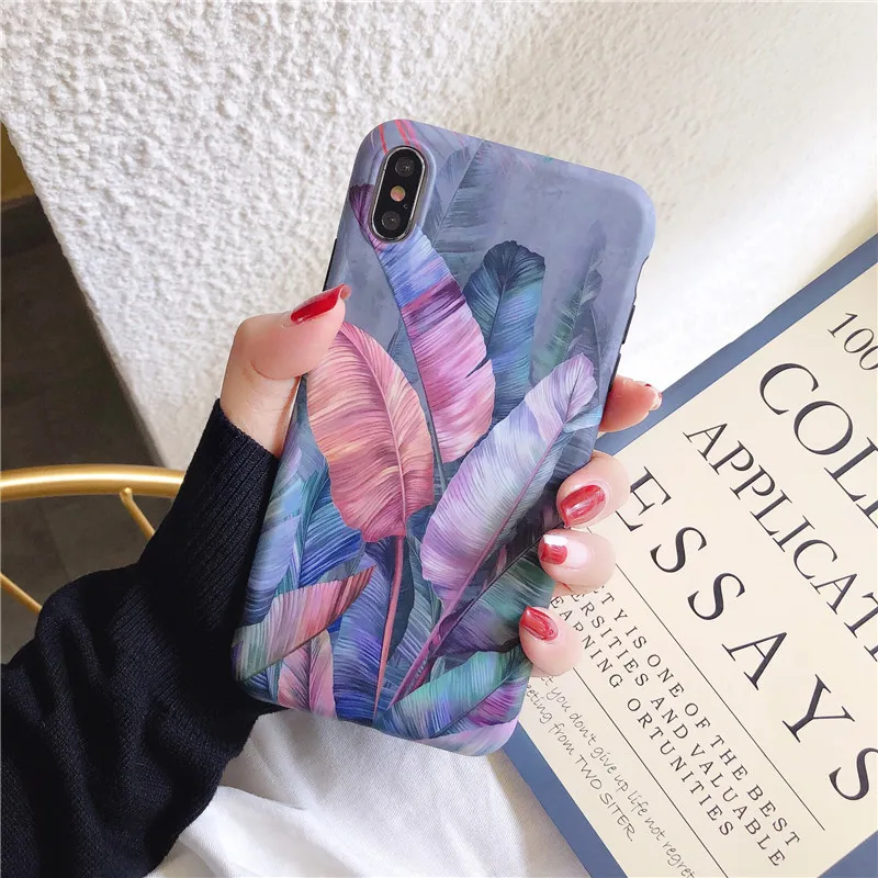 Lovebay чехол для телефона для iPhone 11 6 6 S 7 8 Plus X XR XS 11Pro Max растения банан зеленый лист мягкий IMD Для iPhone X задняя крышка Чехлы - Цвет: T1