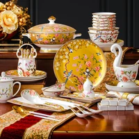 jingdezhen tableware set enamel light luxury bone china hotel table decoration gift personalization