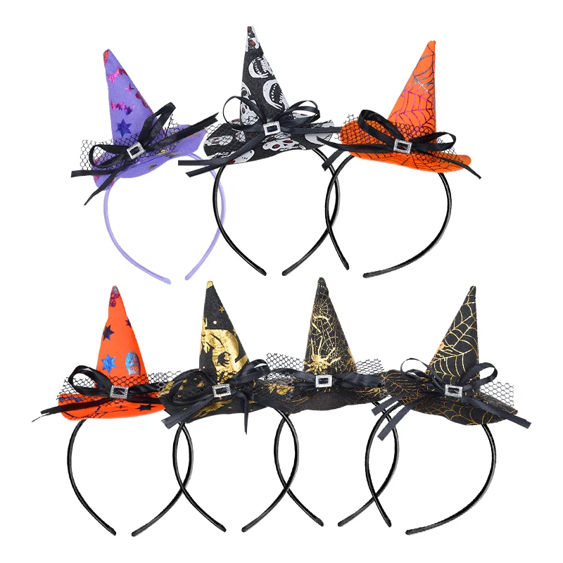 1pcs New Halloween Children Headband Witch Cosplay Headdress Pumpkin Spider Web Hair Hoop Party Decor Gift