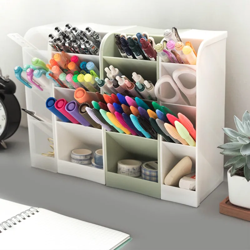 Multi-function 4 Grid Desktop Pen Holder Office School Storage Case Plastic Box Desk Pencil Organizer pf92606543 | Дом и сад