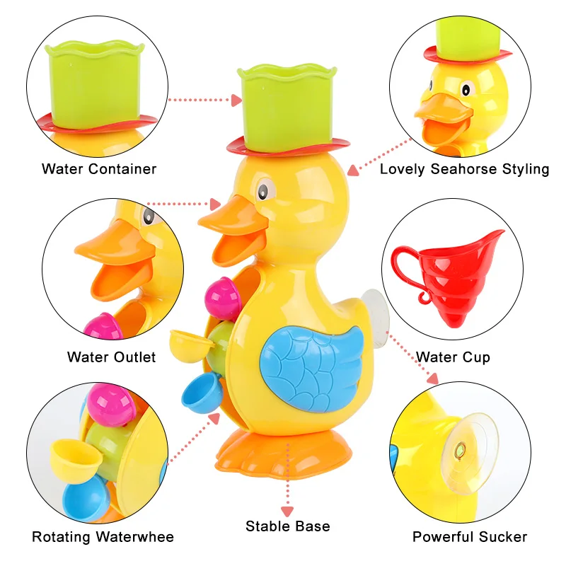 

Kids Shower Bath Toys Cute Yellow Duck Waterwheel Toys Baby Faucet Bathing Water Spray Tool Dabbling Toy Gifts Bath Toys