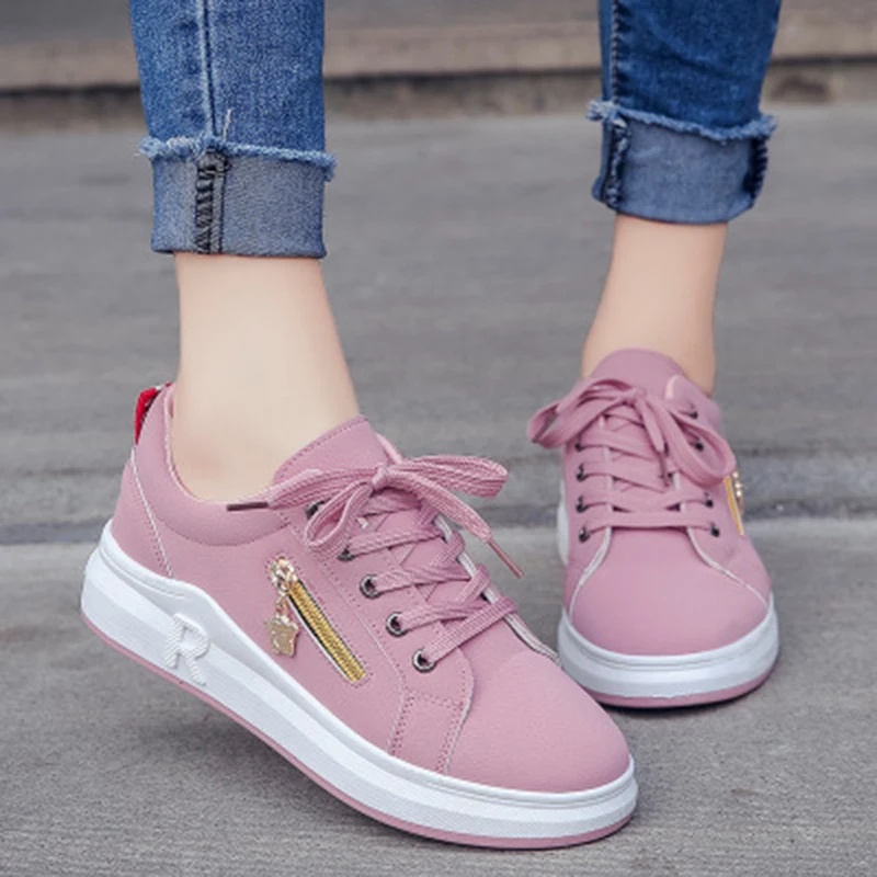 Женские кроссовки обувь из искусственной кожи на плоской платформе женская