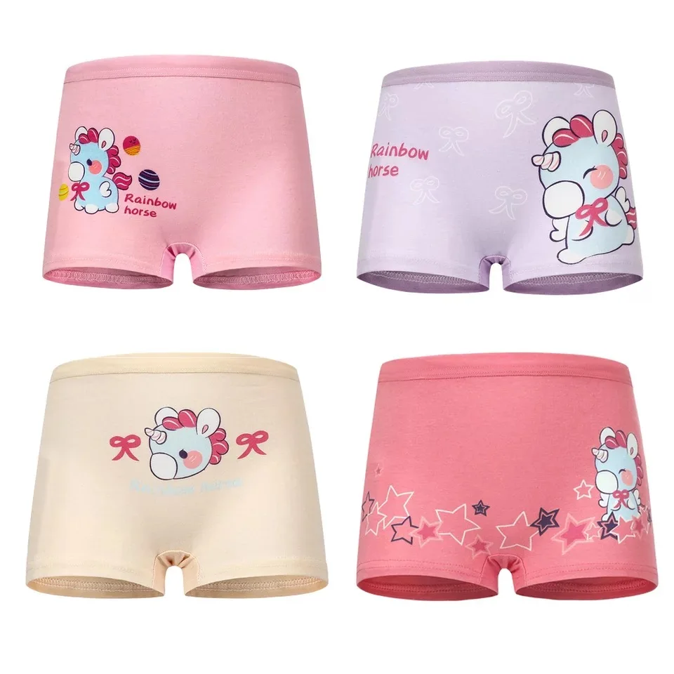 

Unisex 4Pcs/Lot Candy Colors Girls Boxer Breathable Cotton Material Kids Boys Underwear for Baby Panties Children's Clothing