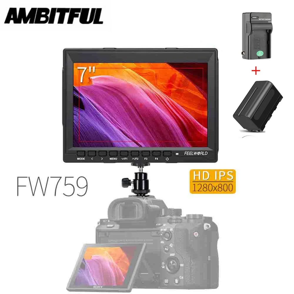 Камера Feelworld FW759 экран 7 дюймов 1280x800 IPS камера для цифровой зеркальной камеры видео
