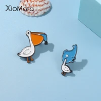 pelican fish enamel pins cartoon animal metal brooches accessories hat clothes backpack pin jewelry gift women men