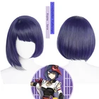 Парик для косплея Genshin Impact Kujou Sara Crowfeather Kaburaya, короткие темно-синие аксессуары для волос для девочек