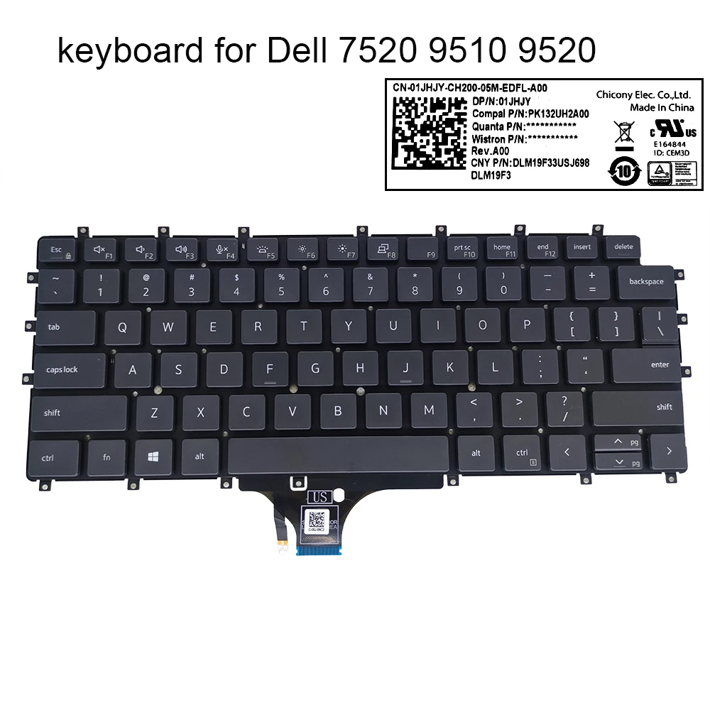 Норвегии и клавиатура с подсветкой ноутбука Dell Latitude 7520 9510 9520 NE скандинавском