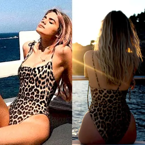 Цельный купальный костюм женская одежда для плавания в горошек с леопардовым