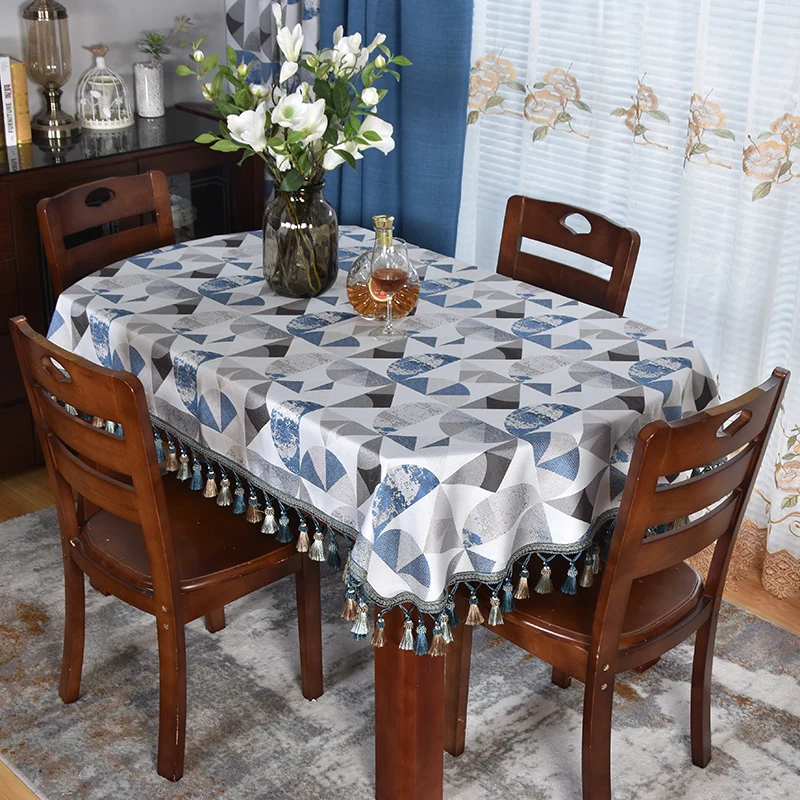 

Tablecloth Oval Table Cloth Nordic Style Long round Dual-Use Semi-Round Table Court Cool Tea Table Cloth Home Customization