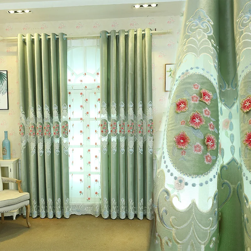

Customized Finished European-style Curtain High-end Ceiling Windows Wholesale Curtains for Living Room Bedroom Shading