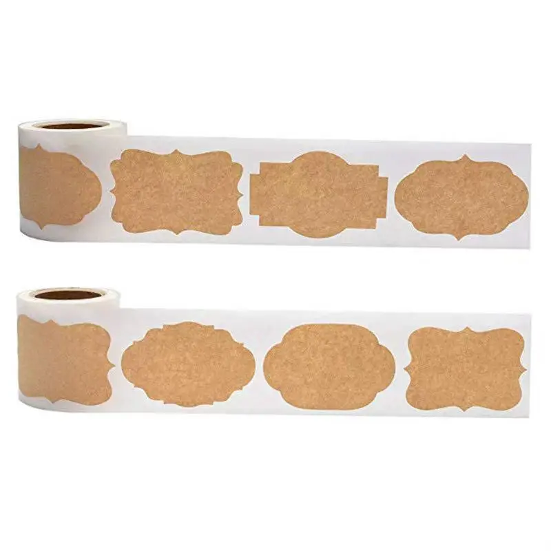

250pcs/roll DIY Kraft Paper Blank Roll Sticker Baking Packaging Label Wedding Birthday Party Offer Stationery Sticker Decoration