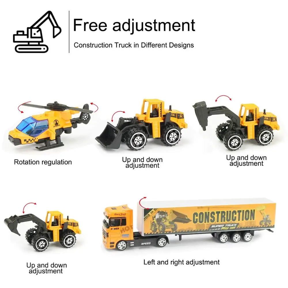 4 Types Big Truck 6PCS/Set Mini Diecast Car Construction Vehicles Toy Alloy Engineering Classic for Gift Children Boys | Игрушки и хобби