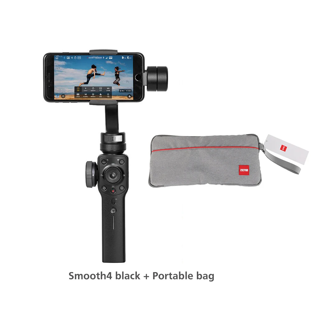 Smooth4 black-bag ZHIYUN официальный гладкий 4 Ручной Стабилизатор для смартфонов iPhone XS XR 8Plus samsung и Экшн камеры Gimbal VS Osmo mobile 3 - Цвет: Smooth4 black-bag
