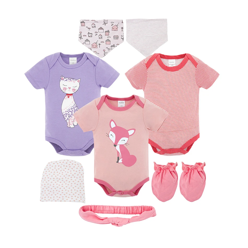 8PCS Baby Boy Bodysuit Clothes Set Newborn Baby Jumpsuit roupa infantil Clothing Set with Baby Caps Bibs Gloves Gifts - Цвет: CHY2115