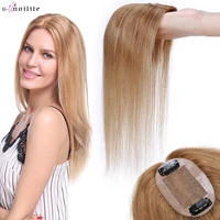 s noilte 6x9cm hair toppers human hair for women mono silk base wigs straight thin hair piece black brown clip in hair extension