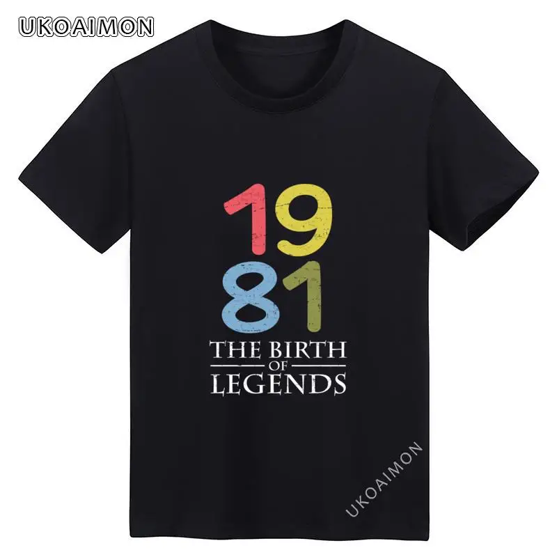 

New Coming 1981 The Birth Of Legends Europe Party T Shirts Crazy Plain T Shirt O-Neck Short Sleeve Tops Shirt Funny Casual