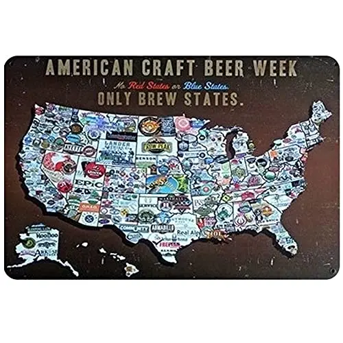 

Original Retro Design American Beer Week Tin Metal Signs Wall Art | Thick Tinplate Print Poster Wall Decoration for Bar/Man Cave