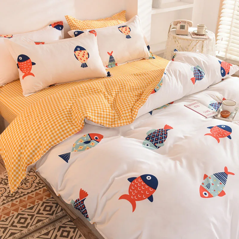 

Bedding Set Home Textile Urban Stylish Simple Duvet Cover Pillowcase Bed Sheet Kid Teen Girl Boy Single Twin Queen Size 3/4PCS