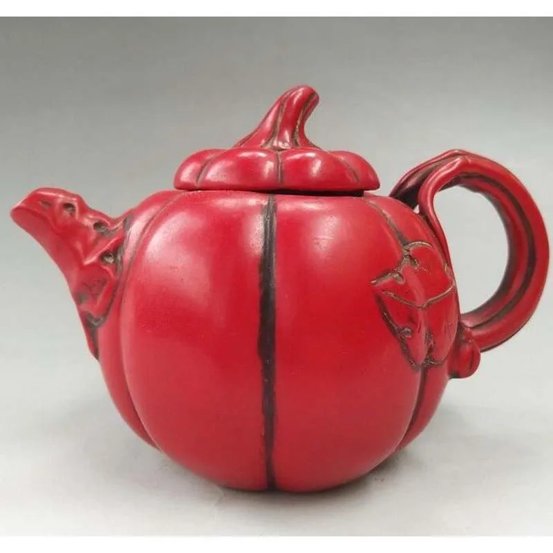 

Chinese artificial Resin pumpkin image of pure handmade sculpture teapot