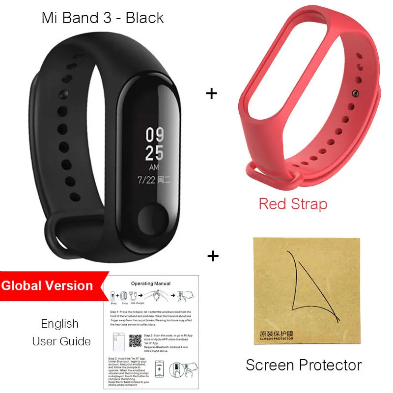 Global Red Strap Xiaomi mi Band 3 умный браслет с 0,7" OLED сенсорным экраном сенсорная панель пульсометр Водонепроницаемый Фитнес-трекер mi Band 3 Smart - Цвет: Global Red Strap
