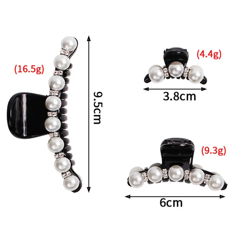 Модные жемчужные Заколки Стразы заколки для волос захват большой маленький