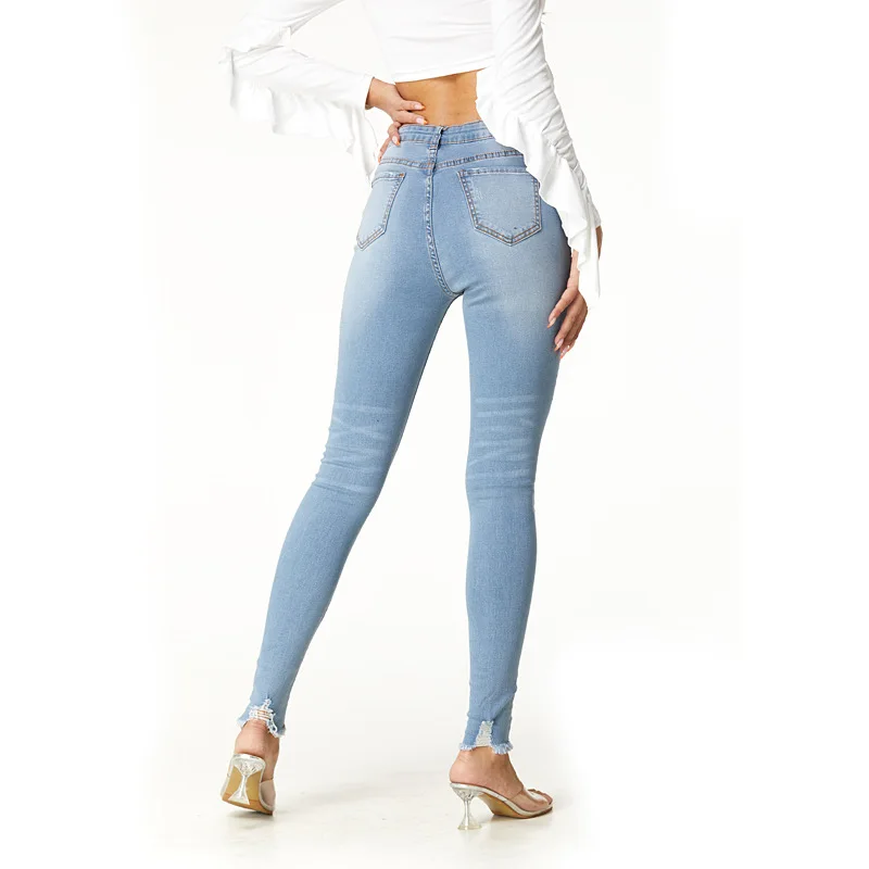 

Jeans women spring elastic denim feet pants slim calf