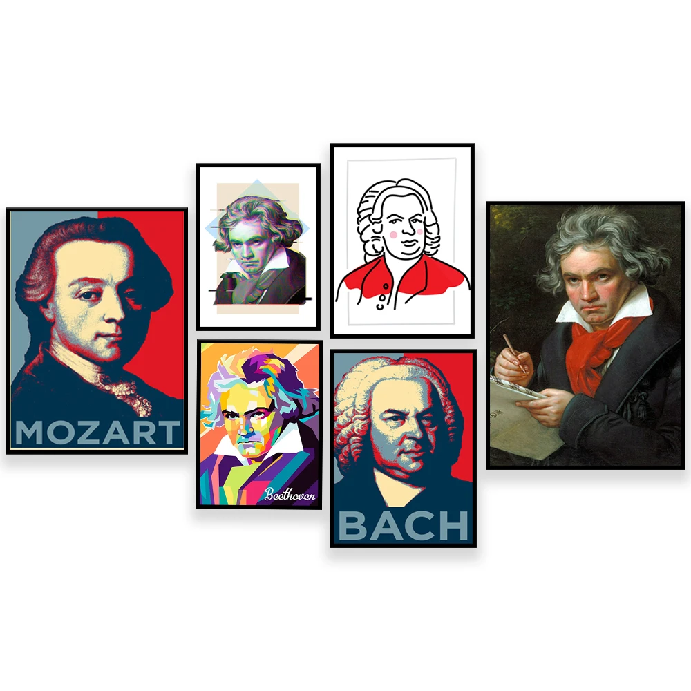 Beethoven Mozart Bach музыкальный композитор принты классическая музыка гениальный