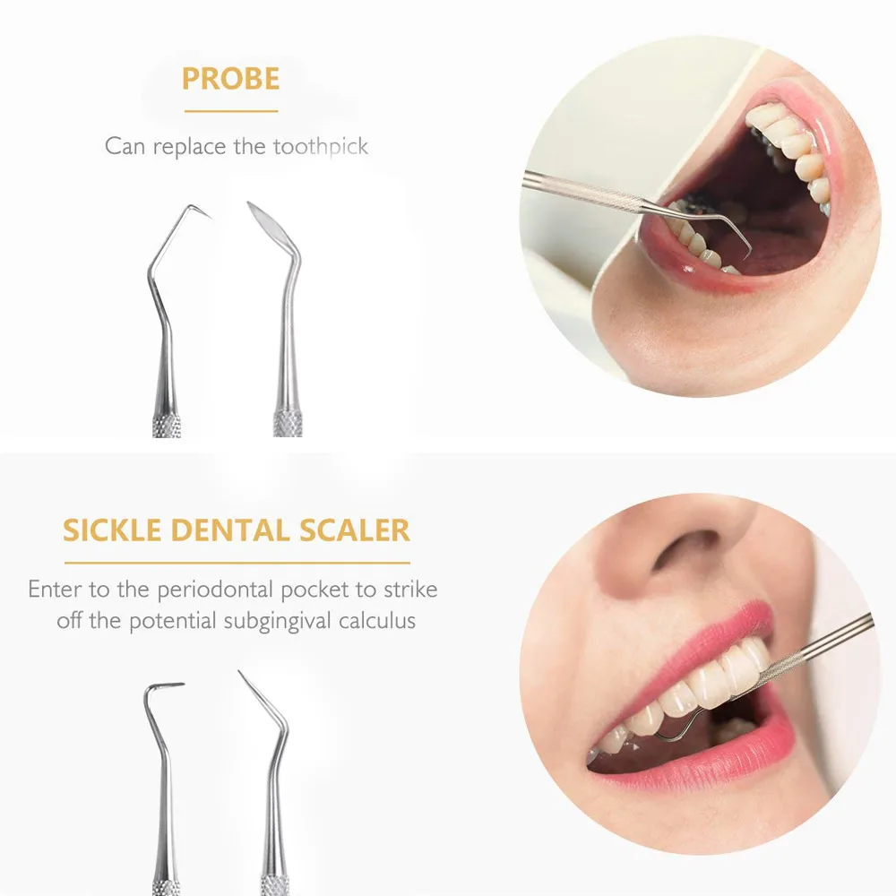 

1/3/4/5PCS Stainless Steel Dental Mirror Sickle Tartar Scaler Teeth Pick Spatula Instrument Oral Care Dentist Prepare Cleaning