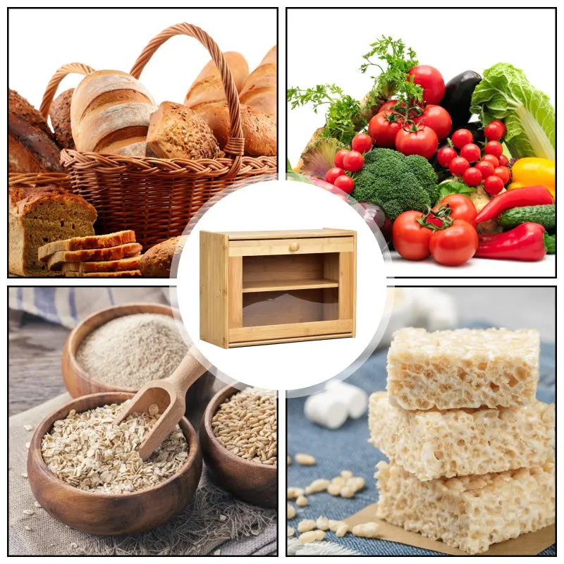 

2 Layer Wooden Box Storage Case For Bread/Fruit With Glass Window Tableware Wedding Party Home Decoration