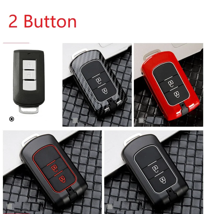 Carbon fiber Alloy+Silicone Car Smart Key Case Cover For Mitsubishi Outlander Lancer 10 Pajero Sport EX ASX Colt Grandis L200 | Автомобили