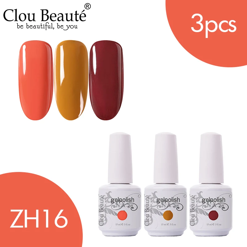 ZH16 Clou Beaute 3 шт. 15 мл Гель-лак набор УФ светодиодный лак для ногтей для маникюра УФ-гель для ногтей Топ УФ светодиодный гель для ногтей Гибридный гель для ногтей - Цвет: ZH16
