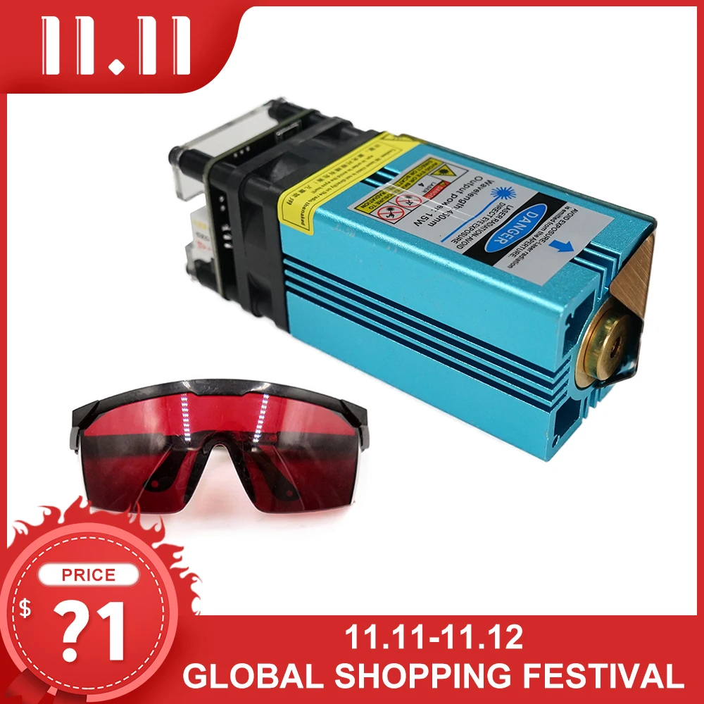 

Лазерный модуль 15 Вт сине-фиолетовый с фиксированным фокусом, может гравировать на нержавеющей стали 15000 МВт, «сделай сам», гравер для резьб...