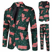 new fashion print mens christmas suit different prints xmas costume include jacket pants waistcoat blazers pants vest 3pcs