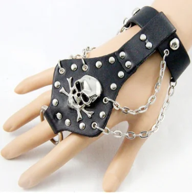 Новая женская обувь в стиле панк призрак аксессуары кожаный браслет Уникальный