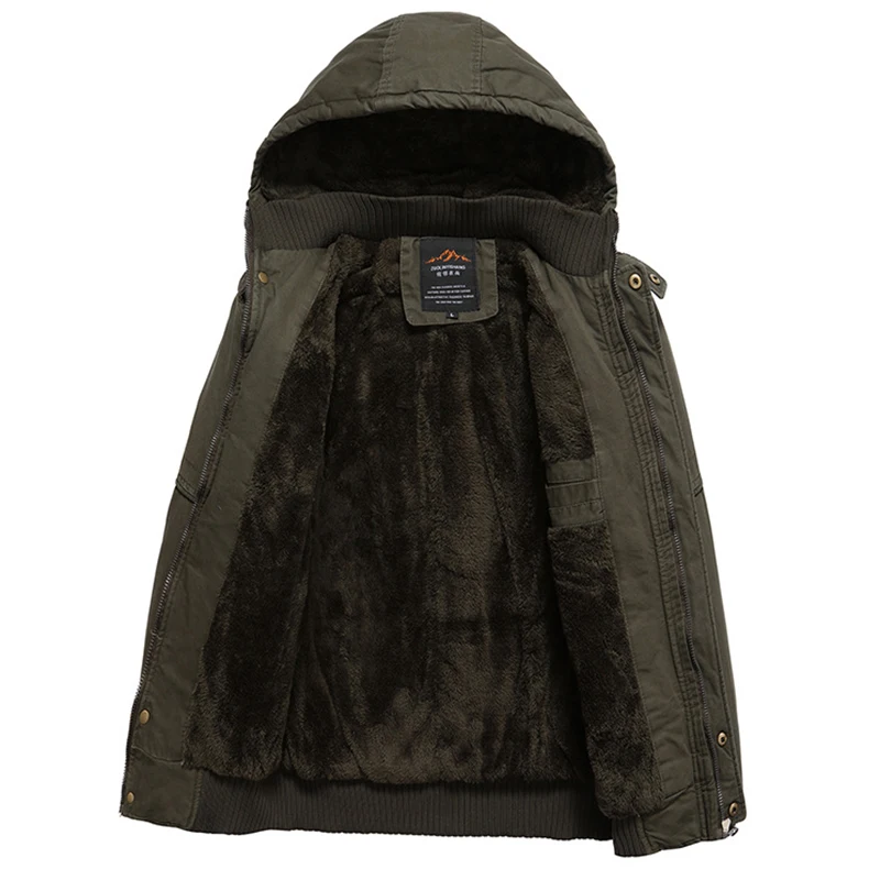 Куртка мужская с флисовой подкладкой Повседневная ветровка капюшоном верхняя