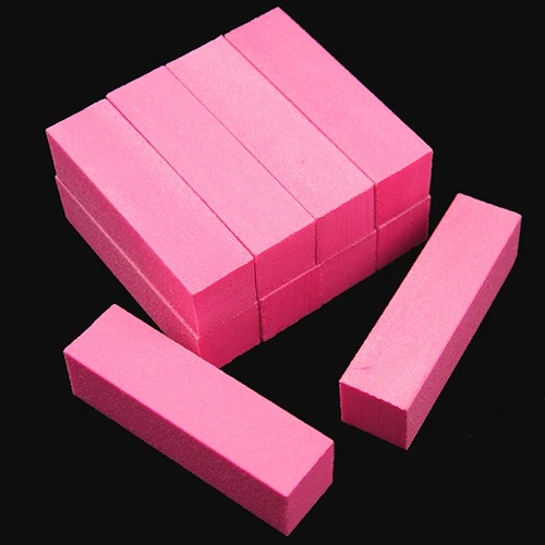 New 10Pcs Pink Form Nail Buffers File For UV Gel White Buffer Block Polish Manicure Pedicure Sanding Art Tool | Красота и здоровье